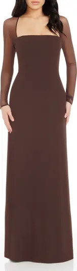 Dress the Population Maxwell Square Neck Long Sleeve Gown | Nordstrom | Nordstrom