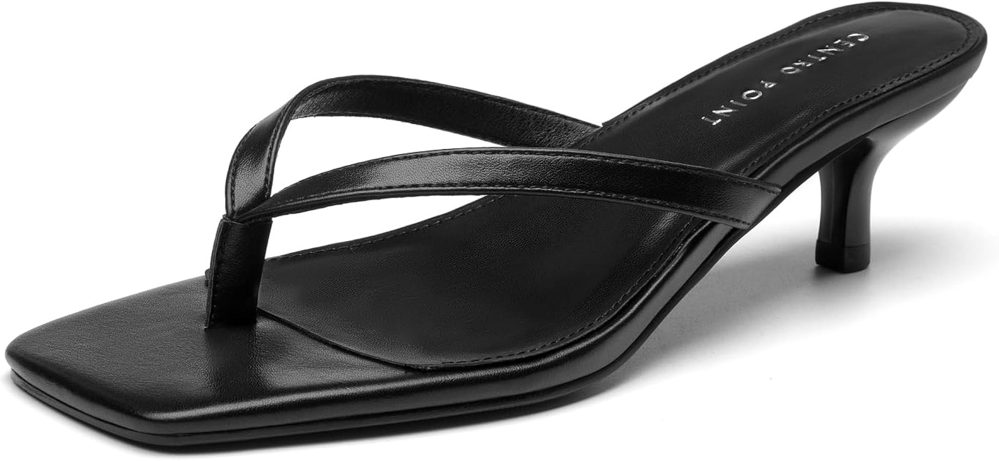 CentroPoint Women's Kitten Heel Flip Flops Square Toe Slip on Fashion Dressy T-strap Thong Sandal... | Amazon (US)