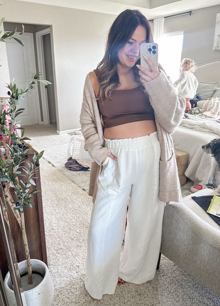 These linen pants are so great for the bump - sized up to XL / wearing size large in tank and cardigan is super old and not link able sadly 

#LTKmidsize #LTKbump #LTKfamily