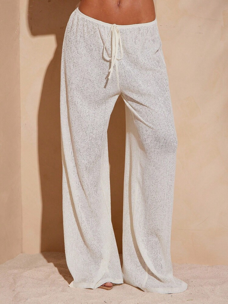 Hauture Women's Casual Solid Color Vacation Crochet Pants For Vacation, Summer, Beach Style | SHEIN