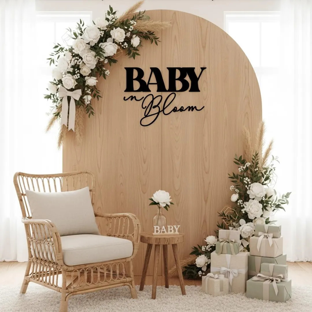 Baby in Bloom Sign | Baby Shower Welcome Sign | Wooden Baby Shower Decor | Floral Baby Shower Sig... | Etsy (US)