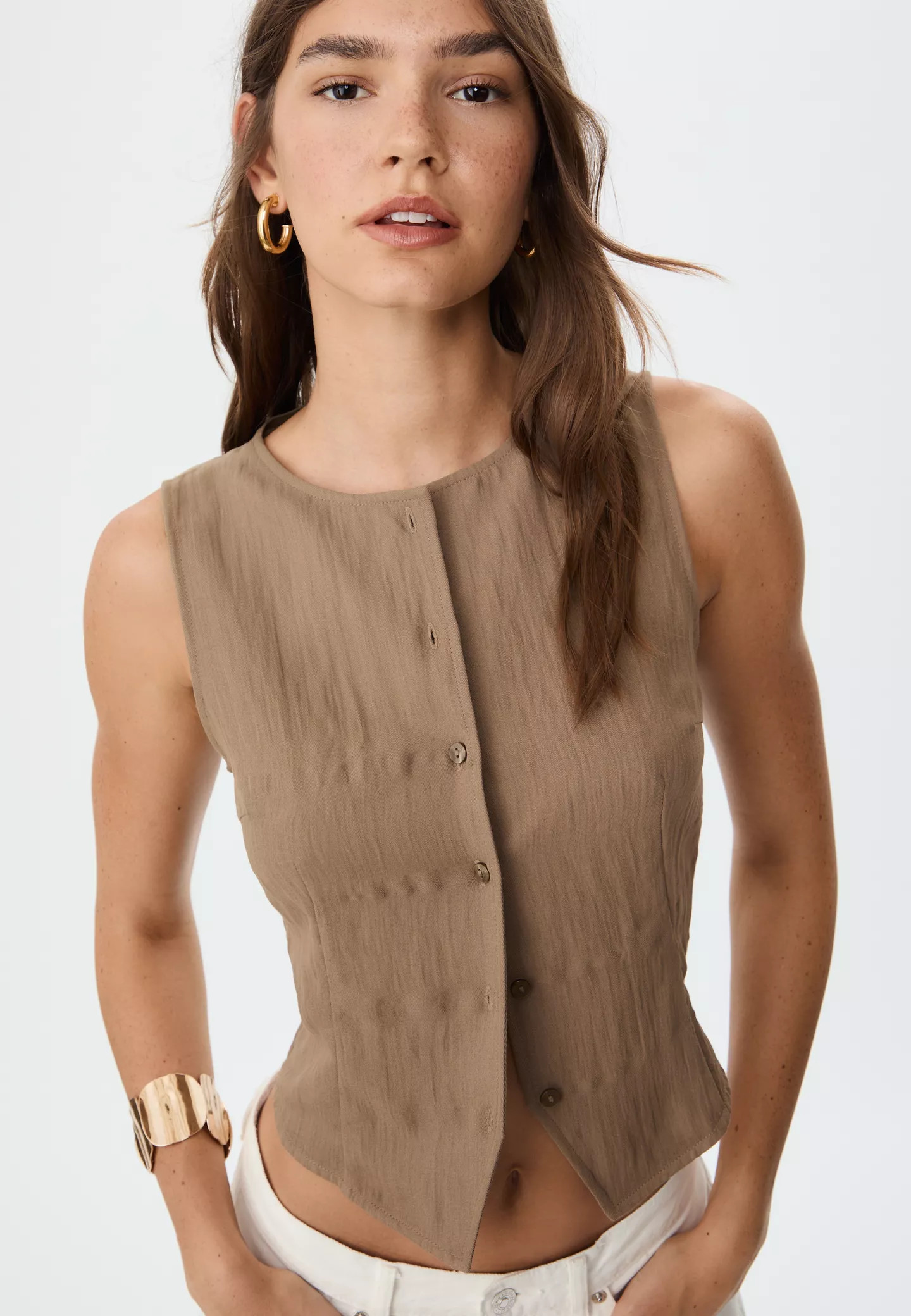 Textured top with buttons | Stradivarius (UK)