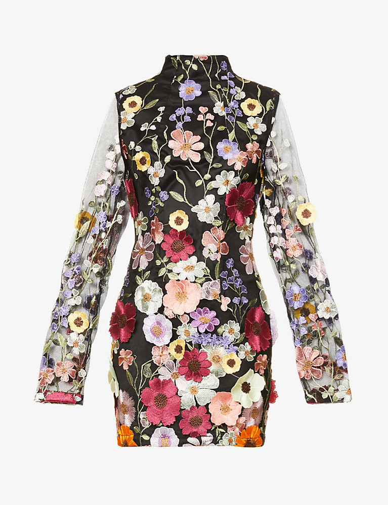 Maeva floral-embroidered woven mini dress | Selfridges
