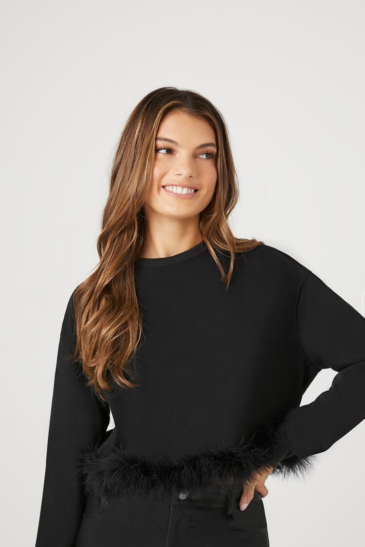 Faux Feather-Trim Pullover | Forever 21 | Forever 21 (US)
