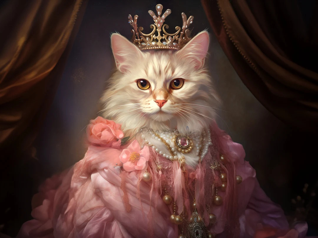 Custom Pet Portrait, Princess Pet Painting, Personalized Pet Art, Queen Pet Artwork, Canvas Pet P... | Etsy (US)