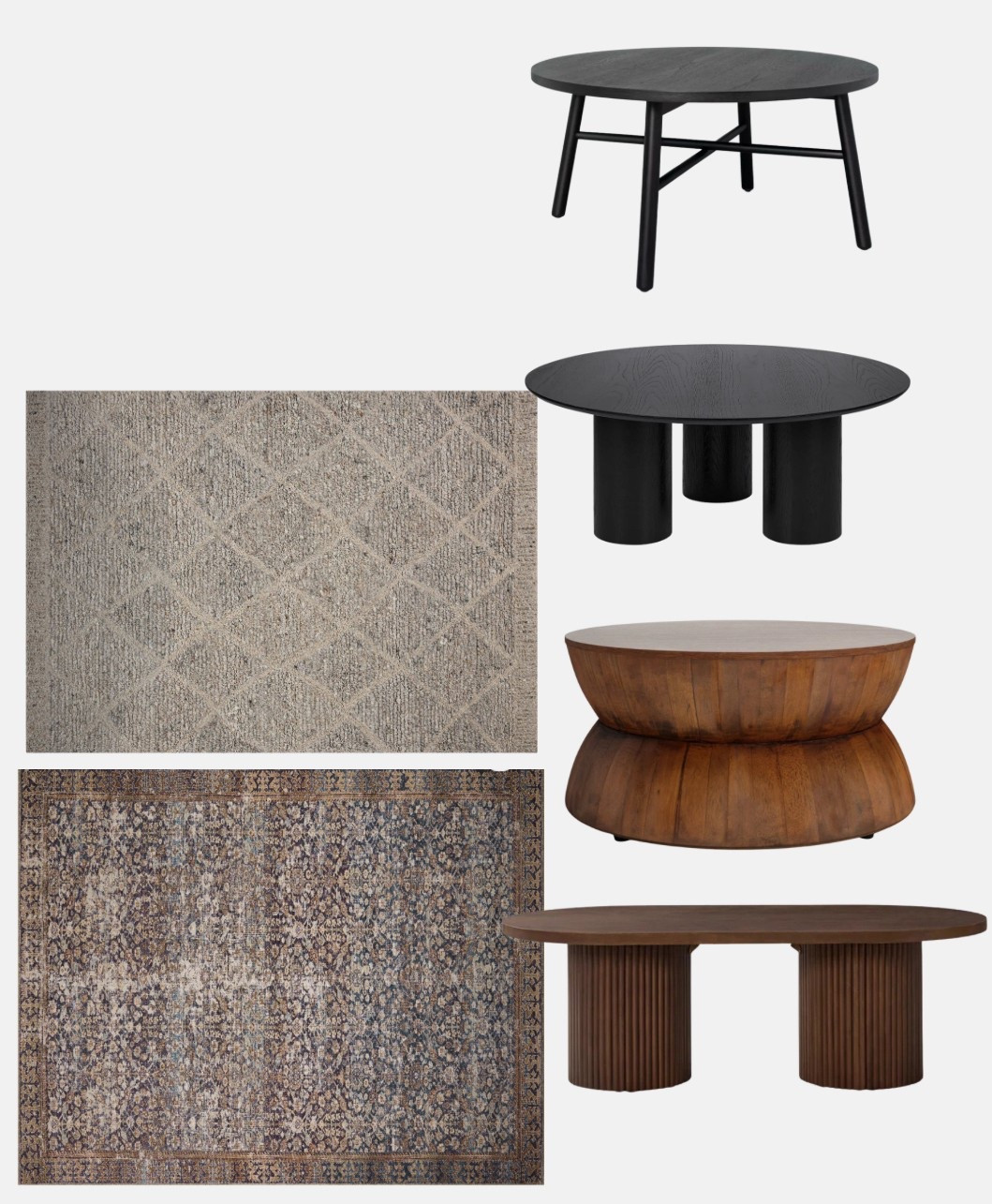 Living room combo options- cute affordable rugs (Loloi), wood coffee tables in a walnut or dark wood or black! 



#LTKHome