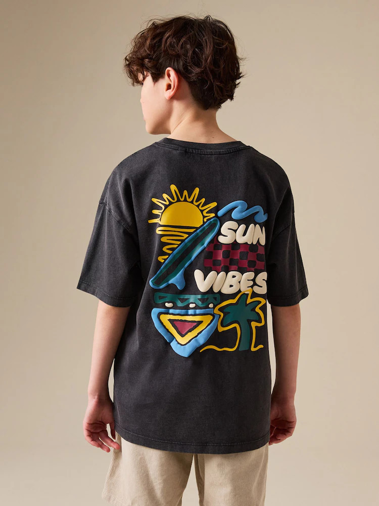 Charcoal Grey Back Print Short Sleeve Graphic T-Shirt (3-16yrs) | Next US