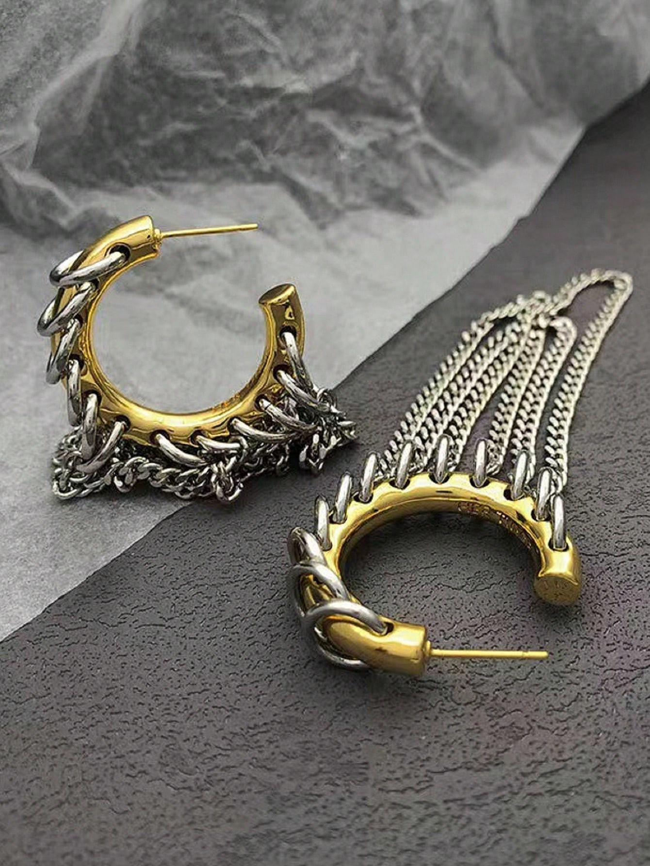 2pcs Exaggerated Long Tassel Earrings For Women European American Personality Punk Jewelry Fashio... | SHEIN