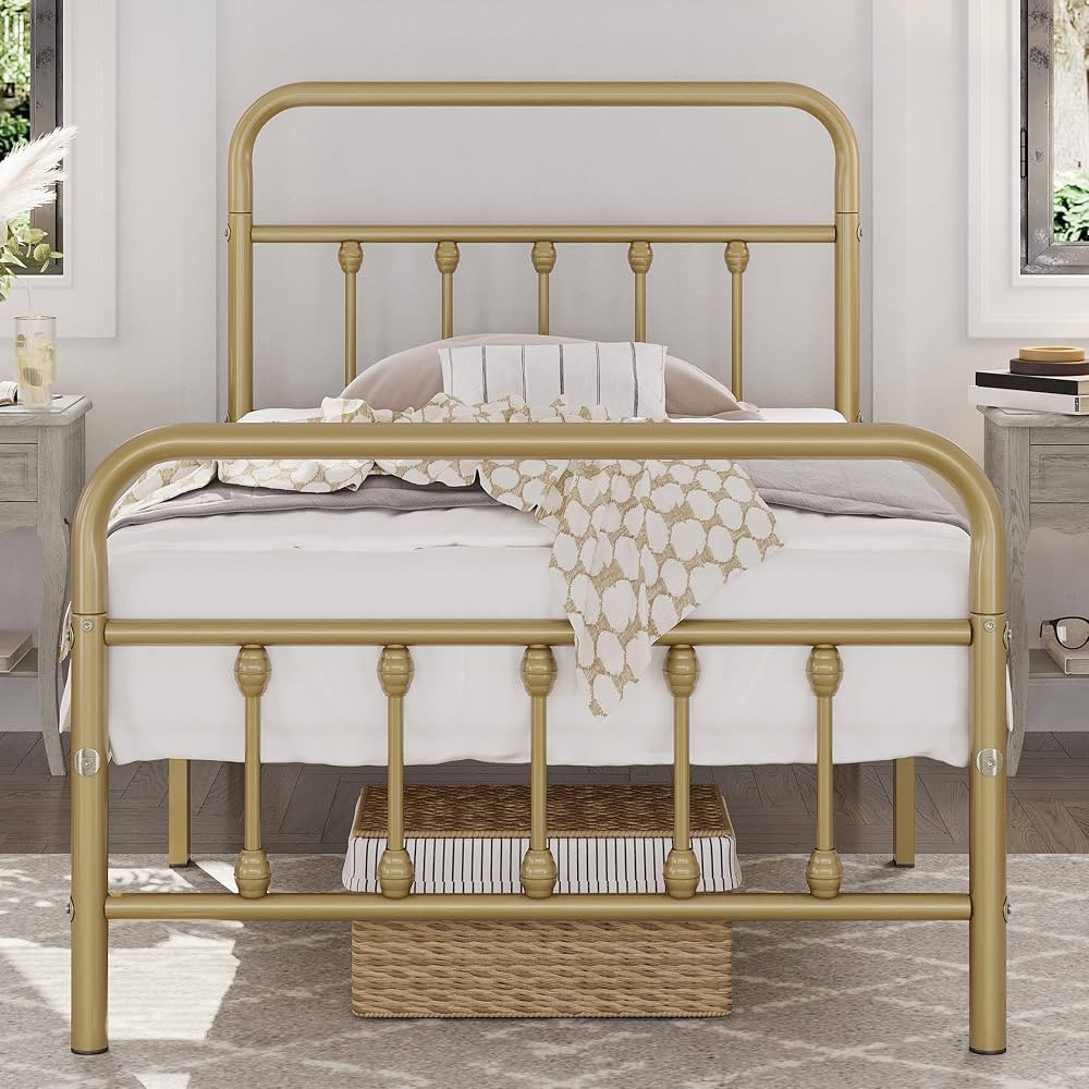 Yaheetech Classic Metal Platform Bed Frame Mattress Foundation with Victorian Style Iron-Art Head... | Amazon (US)