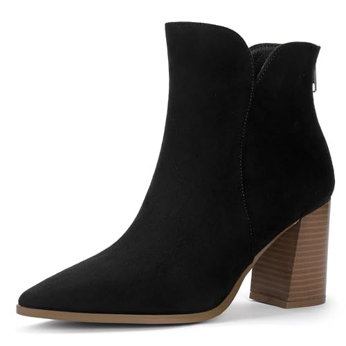 IDIFU IN3 Ankle Boots for Women Chunky Block Short Heel Boot Comfortable Classic Pointed Toe Dres... | Amazon (US)