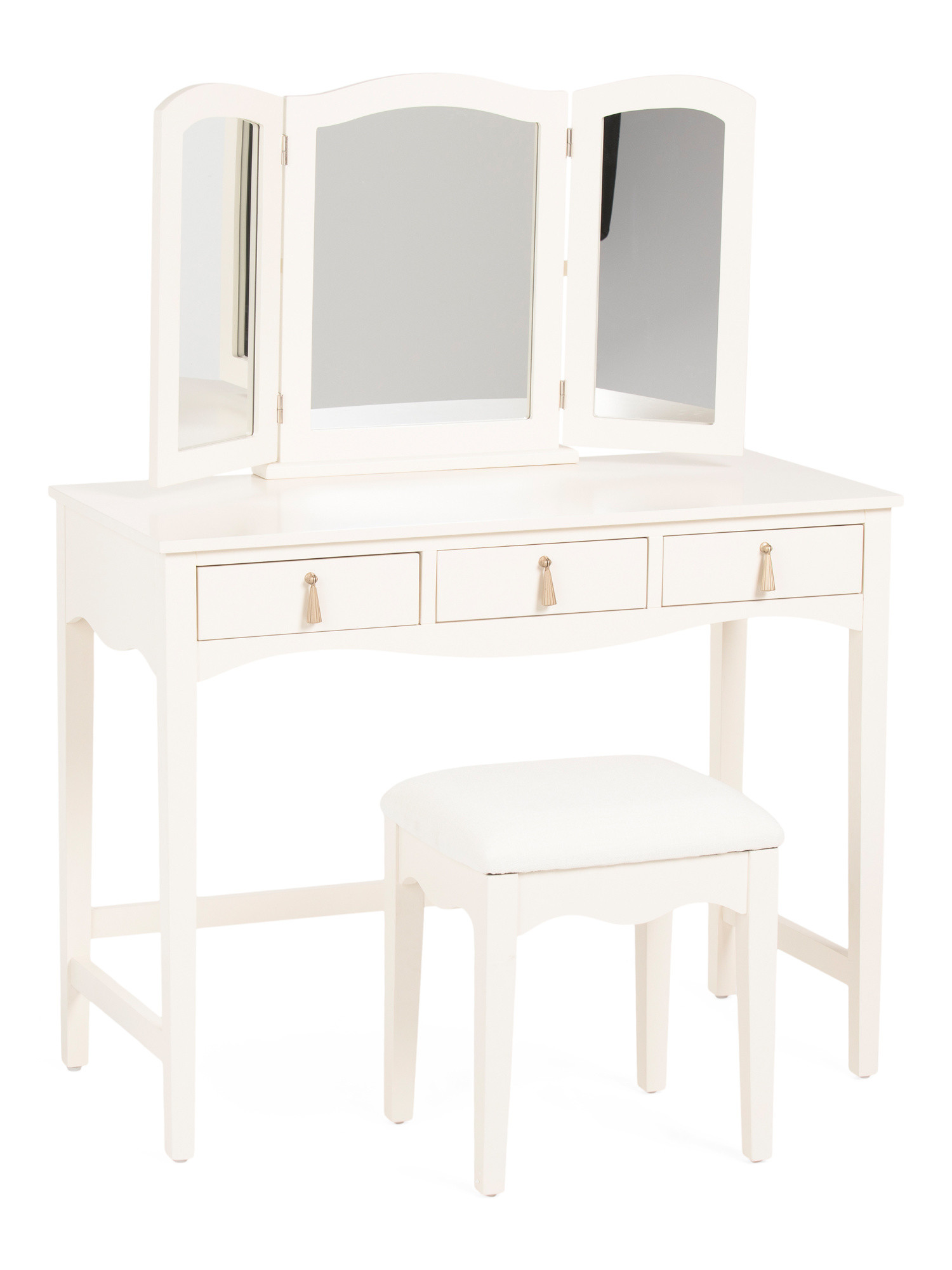 Tassel Vanity Set With Stool And Mirror | TJ Maxx