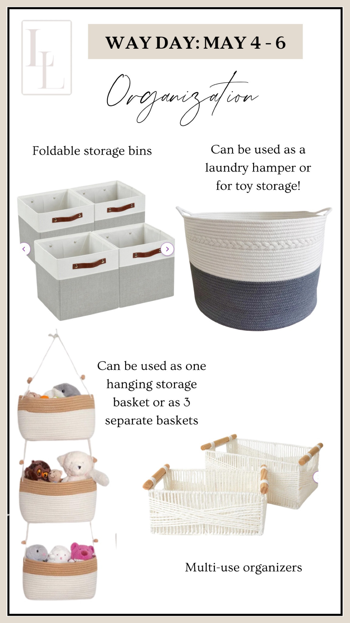 Home organization, organization, home storage, storage basket, storage bin, organization basket, organization bin, laundry hamper, toy box, toy storage, hanging storage, foldable storage bin, nursery storage, laundry storage, multi storage organizer, multi use storage organization

#LTKsalealert #LTKfindsunder100 #LTKhome
