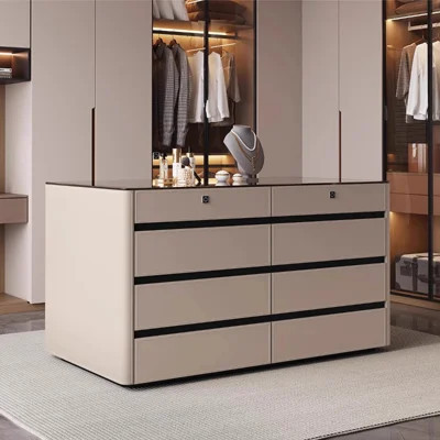 62.99"Italian Light Luxury Walk-in Closet Island Cabinet – Saddle Leather-Wrapped Body, Multi-Tier Drawer Storage with Top Jewelry Drawer & Lower Bag | Wayfair North America