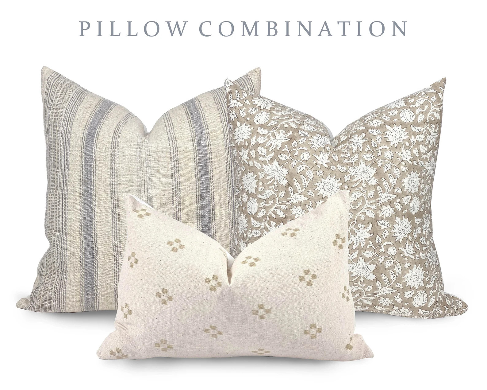 PILLOW COMBO  Light Neutrals Grey Stripe Pillow Beige - Etsy | Etsy (US)