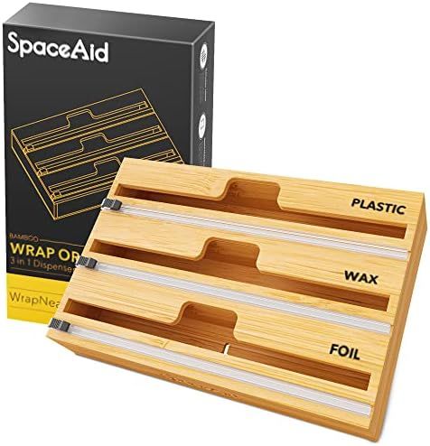 SpaceAid WrapNeat 3 in 1 Wrap Dispenser with Cutter and Labels, Plastic Wrap, Aluminum Foil and Wax  | Amazon (US)