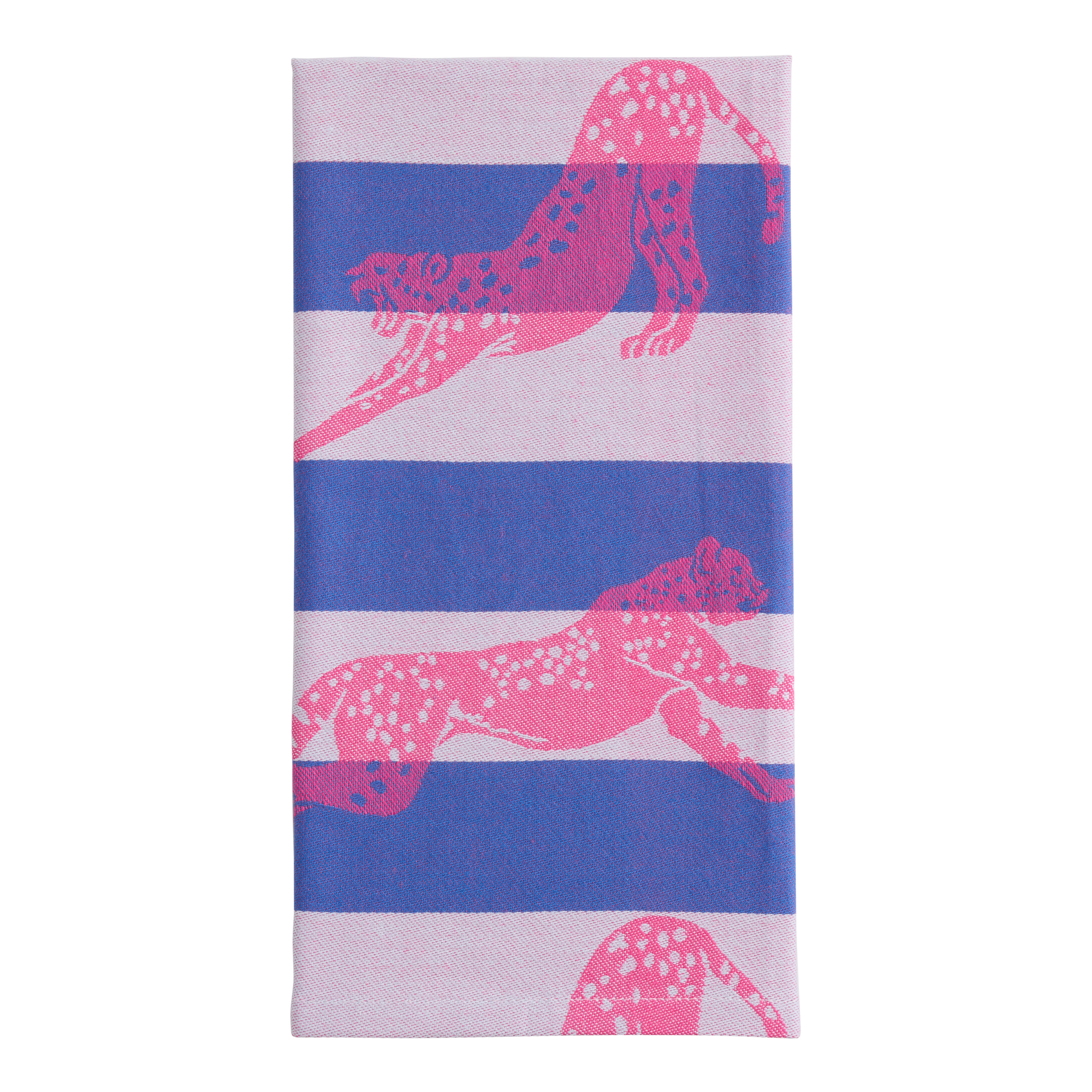 Blue and Fuchsia Jacquard Cheetah Stripe Kitchen Towel | World Market