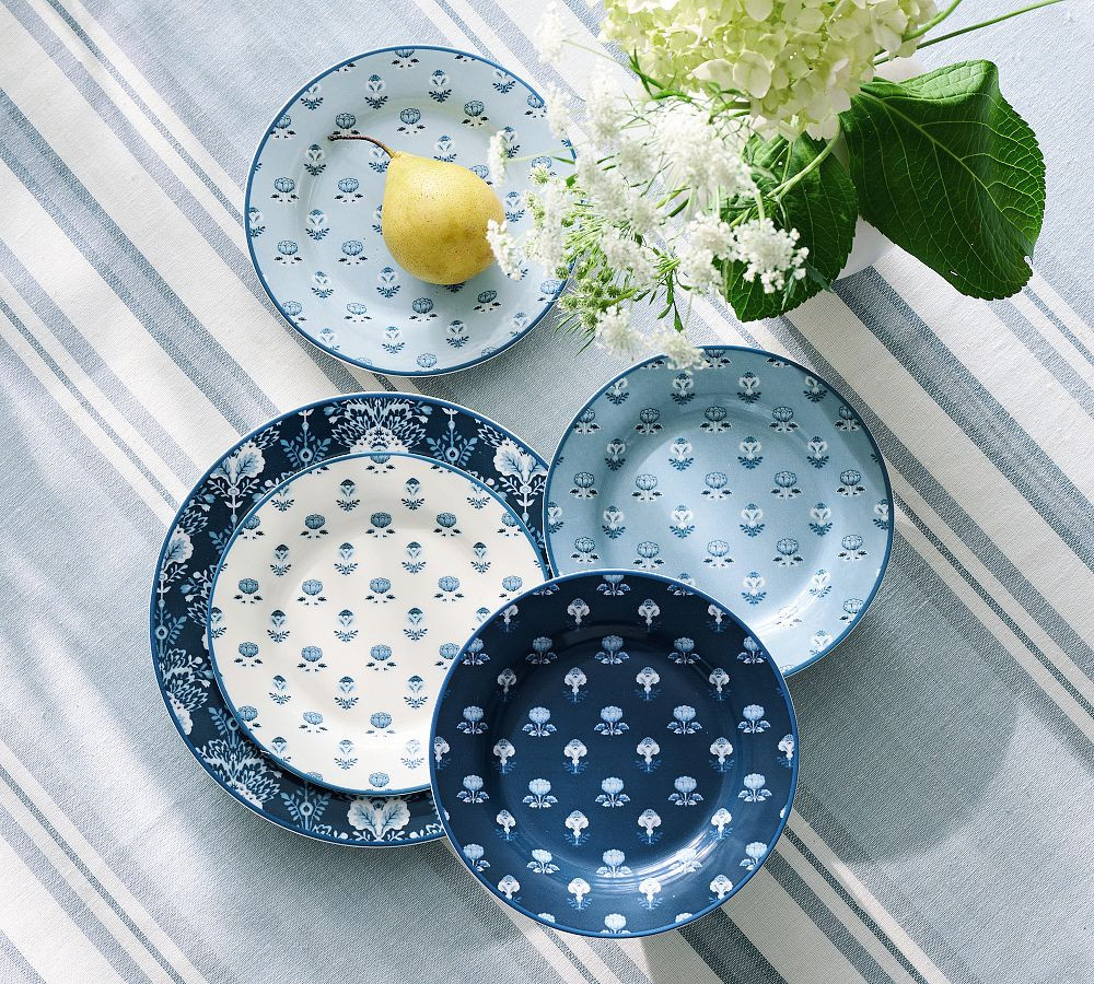 Kravet Floret Stoneware Appetizer Plates - Mixed Set of 4 | Pottery Barn (US)