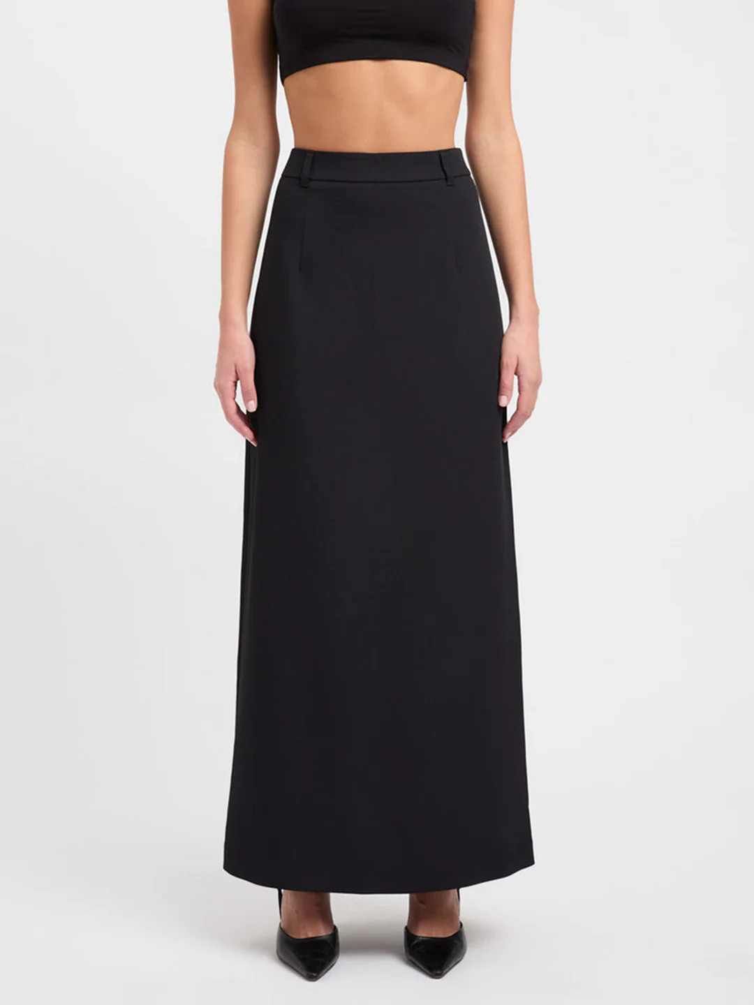 Elegant Slit Back Maxi Skirt Without Belt | Commense