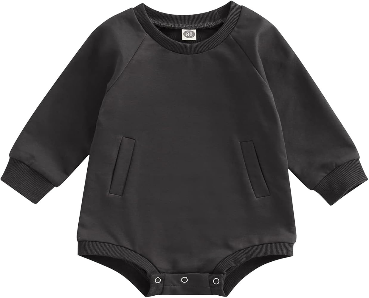 Hoanselay Newborn Infant Baby Boy Girl Basic Plain Pocket Long Sleeve Romper Bodysuit Tops Solid Fal | Amazon (US)