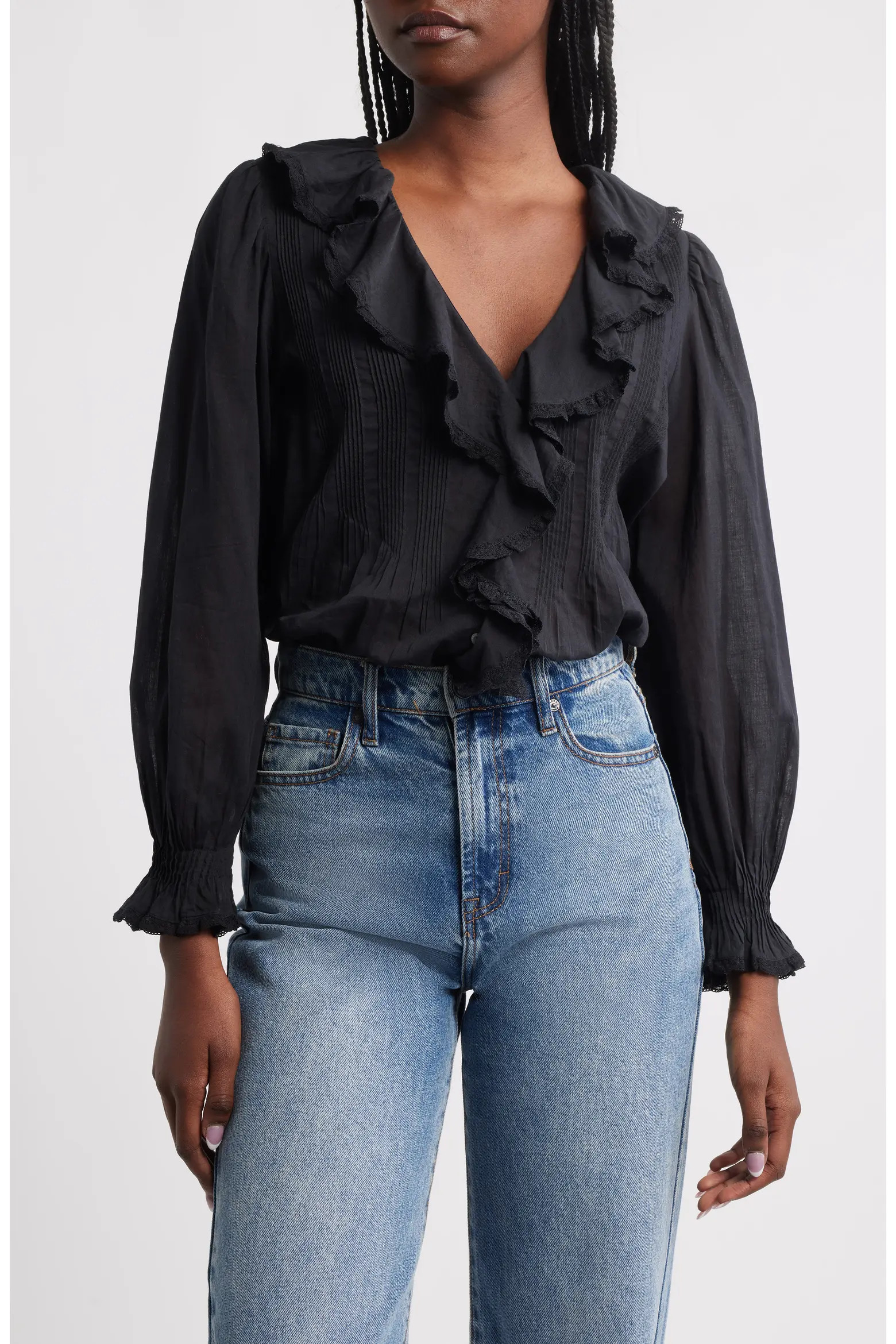 DÔEN Hardy Ruffle Pintuck Organic Cotton Top (Women) | Nordstrom | Nordstrom