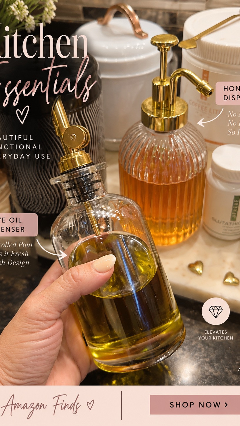 Kitchen details that make everyday life prettier ✨ This olive oil dispenser + honey dispenser duo is functional, mess-free, and pretty enough to leave on the counter. Perfect for an elevated kitchen without the designer price tag. 🤍

Shop both in my LTK! 🔗

#KitchenFinds #AmazonKitchenFinds #KitchenEssentials #HomeFinds #AmazonFinds #KitchenDecor #HomeOrganization #LTKHome #LTKFinds

#LTKmomlife #LTKmorningroutine #LTKfoodie