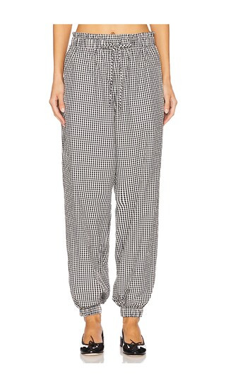 Kennedy Ruffle Gingham Track Pant in Black Gingham | Revolve Clothing (Global)