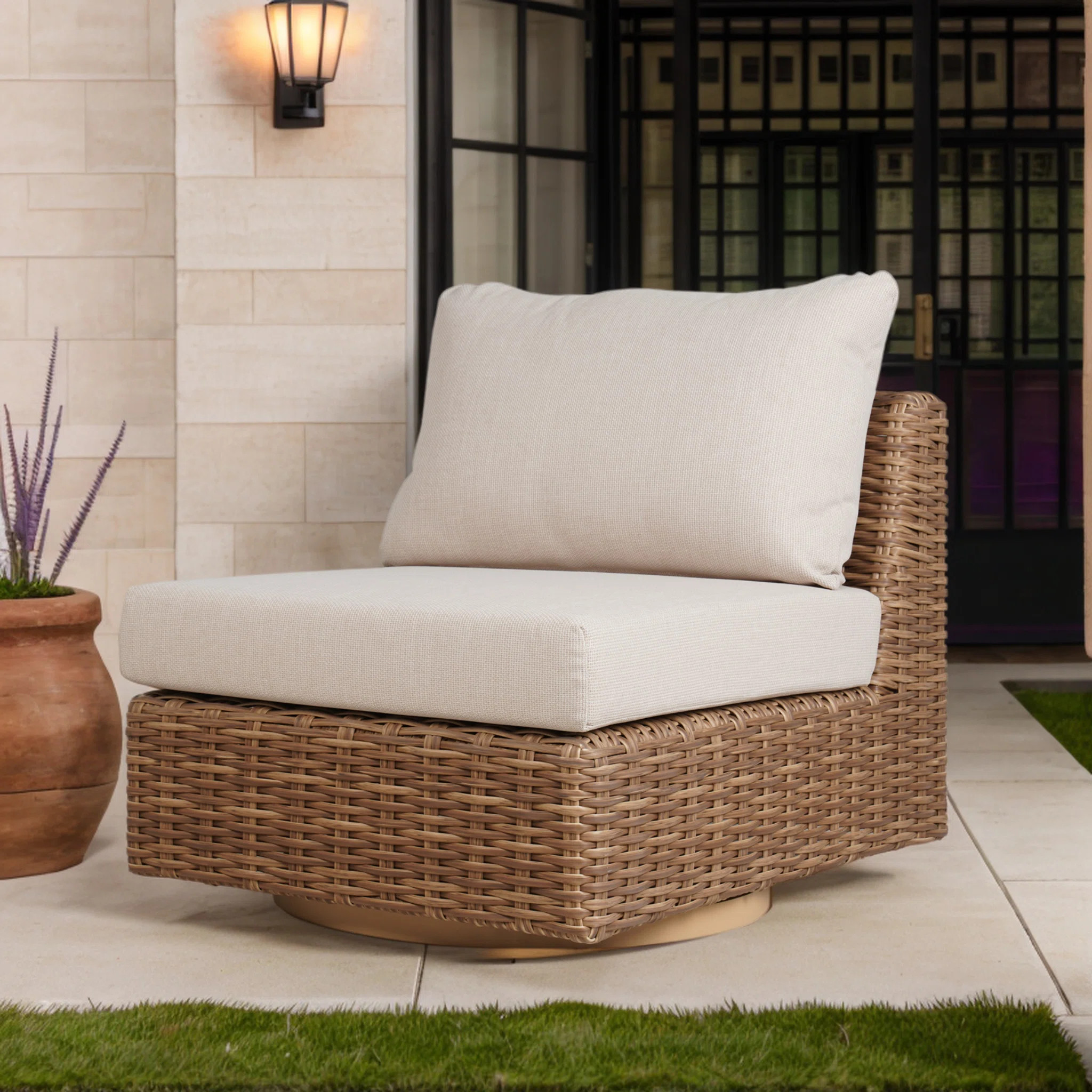 Windsor Aluminum Rattan Patio Swivel Lounge Chair | Wayfair North America