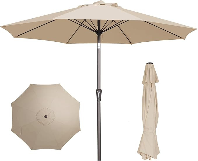 PatioKingdom 9FT Patio Outdoor Umbrella-UPF 50+ Sun Shade with Wind Vent, Push-Button Tilt & Smoo... | Amazon (US)