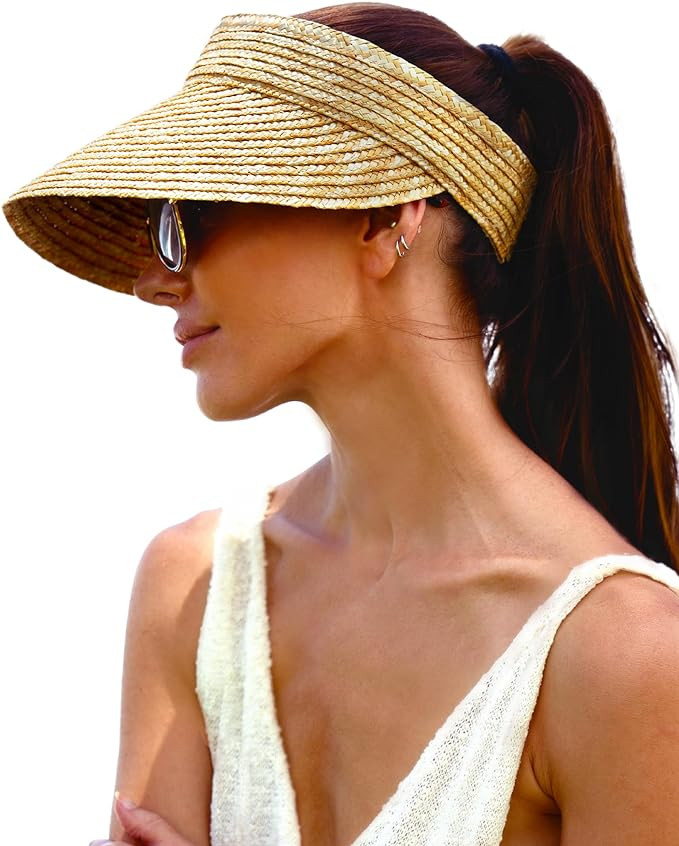 FURTALK Natural Straw Visors Sun Visor Hats for Womens Summer Straw Sun Beach Hat Foldable Roll U... | Amazon (US)