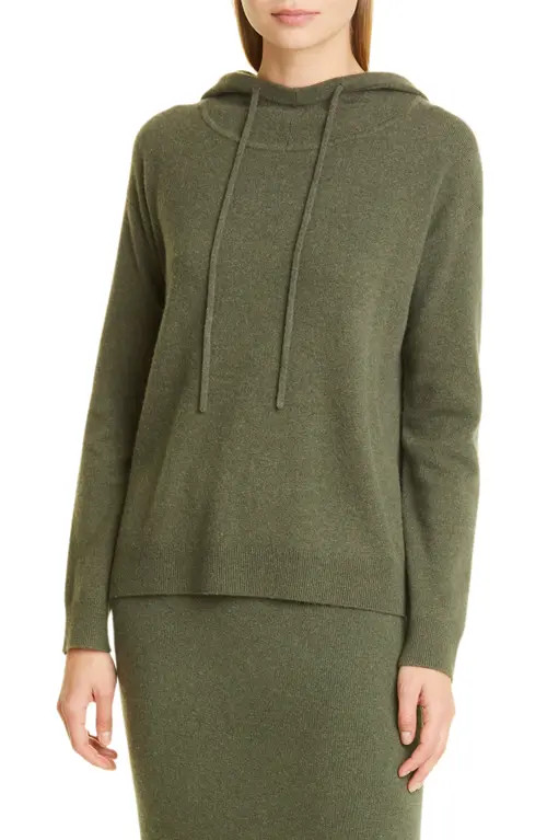 Nordstrom Signature Cashmere Blend Hoodie in Olive Night at Nordstrom, Size Small | Nordstrom