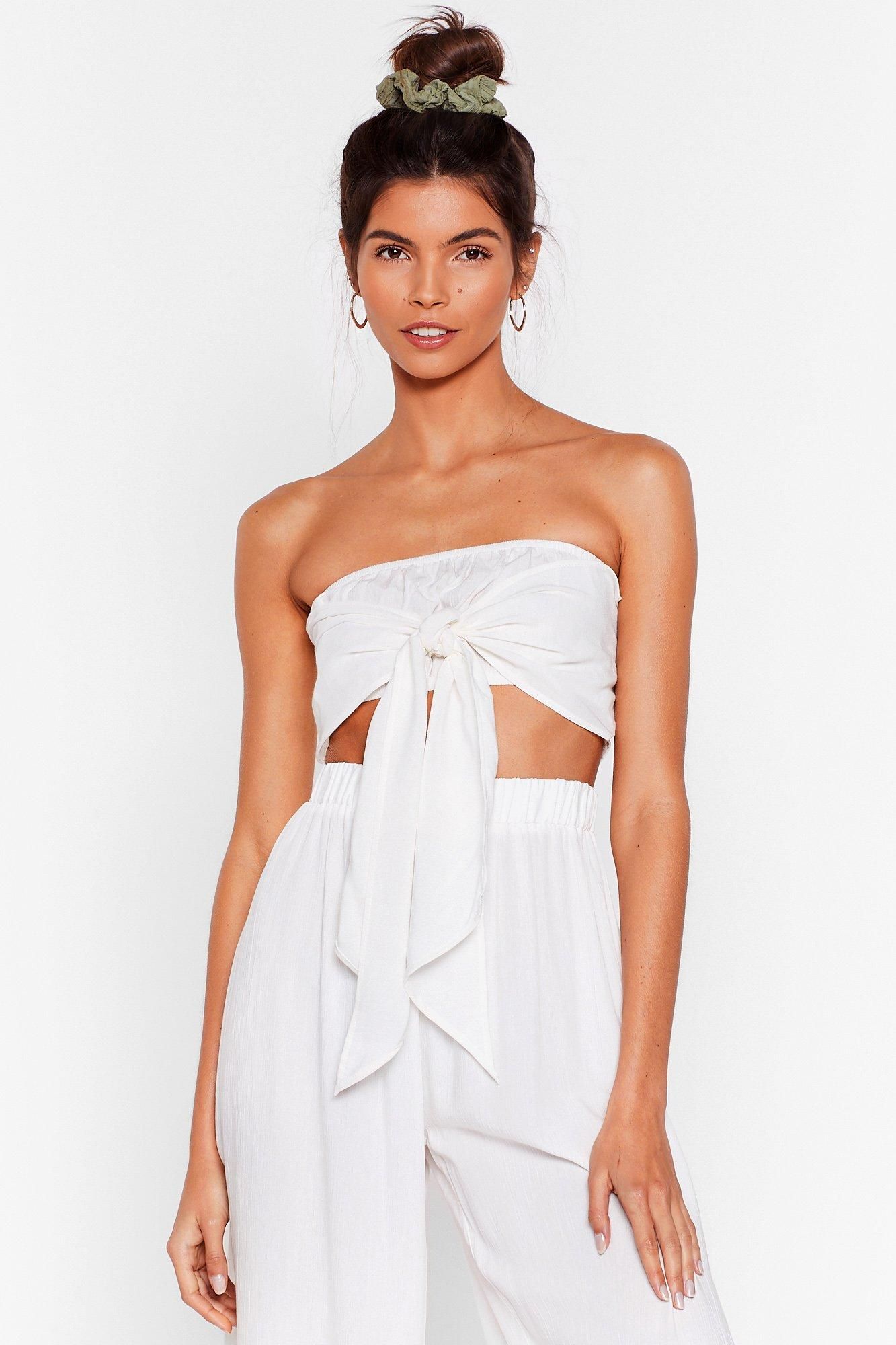 Crinkle Tie Bandeau Cover Up Top | Nasty Gal (US)