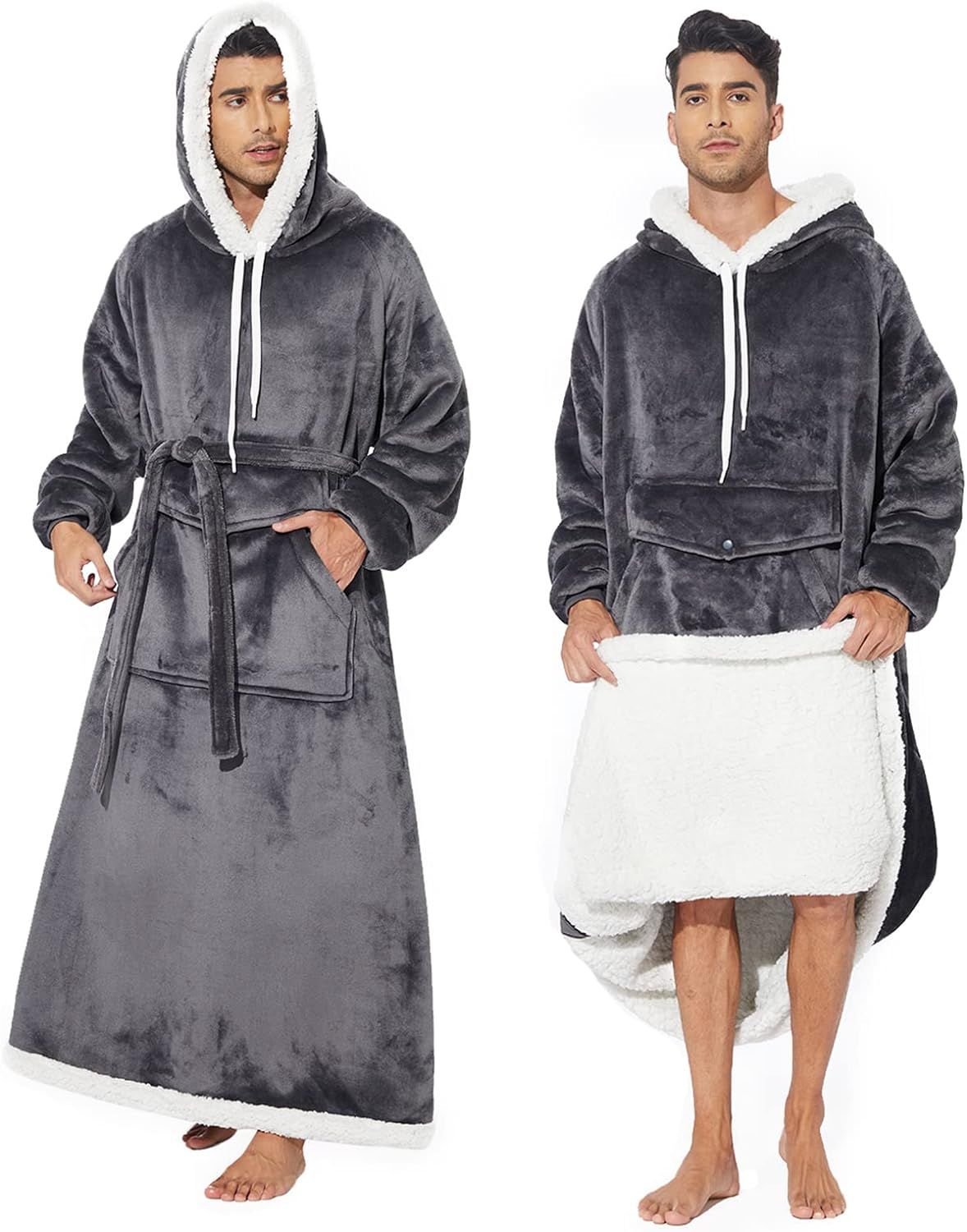 MILDLY Wearable Blanket Sherpa Fleece Thick Warm Long Hoodie Blanket 1PCS Big Hooded Sweatshirt G... | Amazon (US)