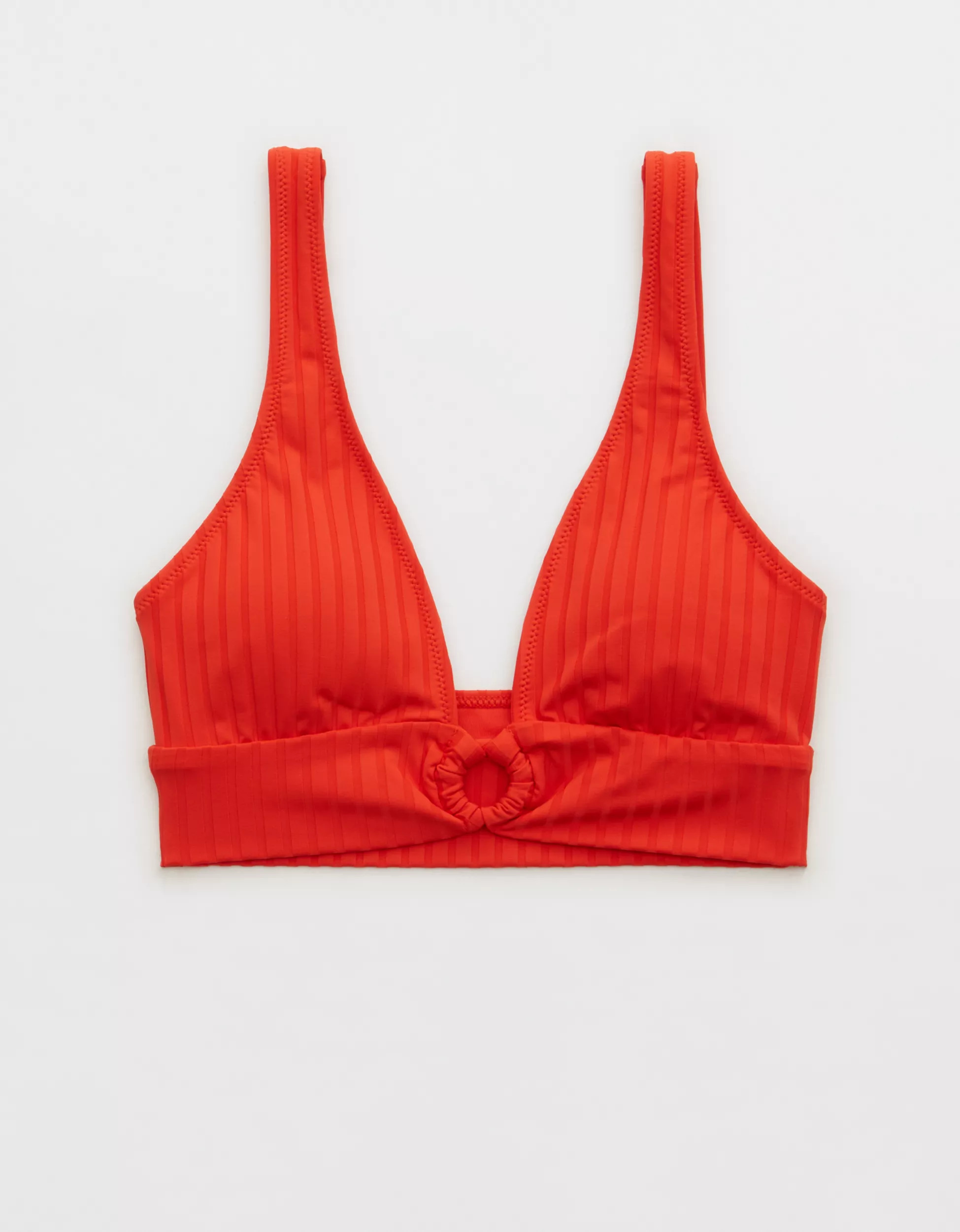 Aerie Wide Rib Longline Plunge Ring Bikini Top | Aerie