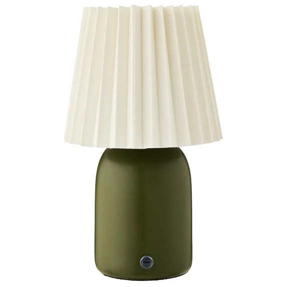 Mainstays 11" Green Rechargeable LED Portable Lamp with Dimmable Touch Sensor and White Linen Sha... | Walmart (US)