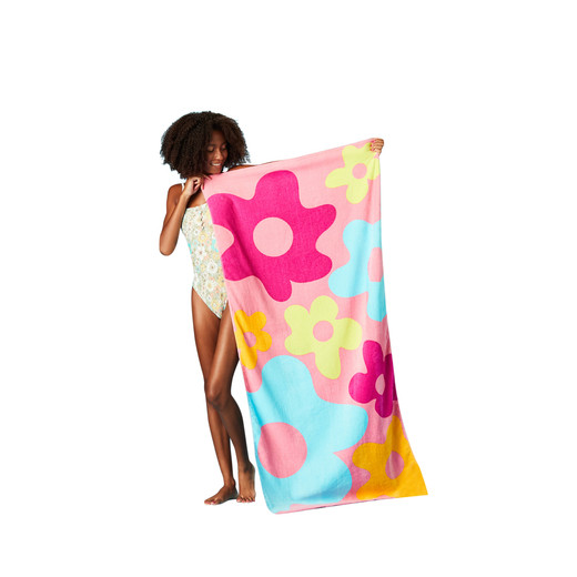 retro floral beach towel 30in x 60in | Five Below