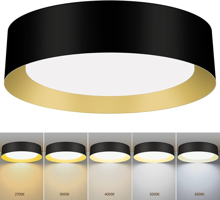 Flush Mount Ceiling Light, LED Light Fixtures Ceiling Mount, Black and Gold Ceiling Light Fixture... | Amazon (US)