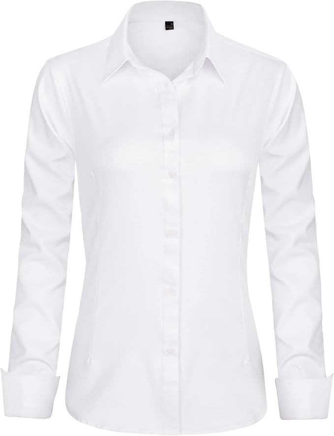J.VER Womens Dress Shirts Long Sleeve Button Down Shirt Wrinkle-Free Business Casual Blouse Offic... | Amazon (US)