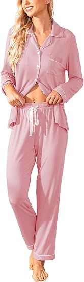 Samring Pajamas Women's Long Sleeve Sleepwear Button Down Pj Sets Soft Loungewear Pajama Set for ... | Amazon (US)