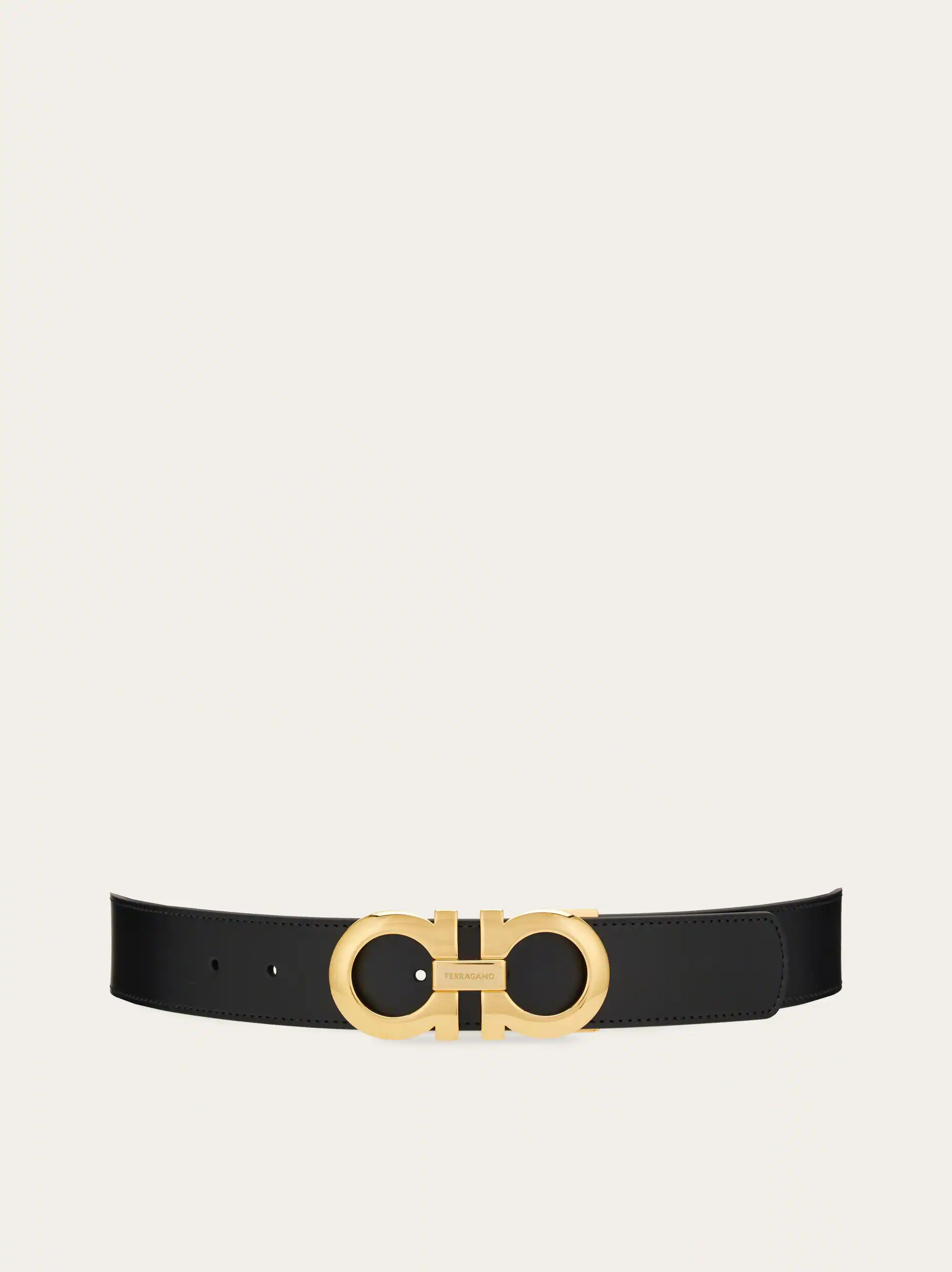 Ferragamo Men Reversible and adjustable Gancini belt Black | Ferragamo