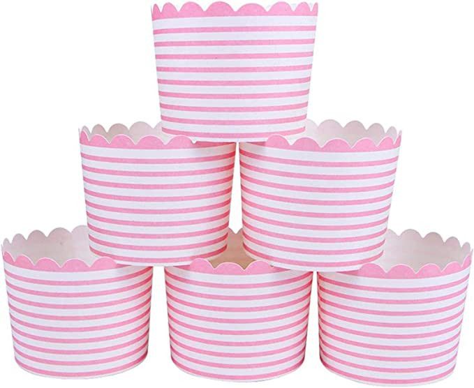 Webake Full Size Paper Baking Cups, 6oz Pink Cupcake Liners for Cupcake Bath Bomb, Muffin Case, G... | Amazon (US)