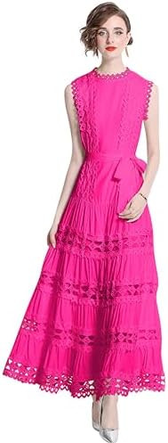 LAI MENG FIVE CATS Women Sleeveless Hollow Out Maxi Dress Casual Wedding Guest Long Dress with Be... | Amazon (US)