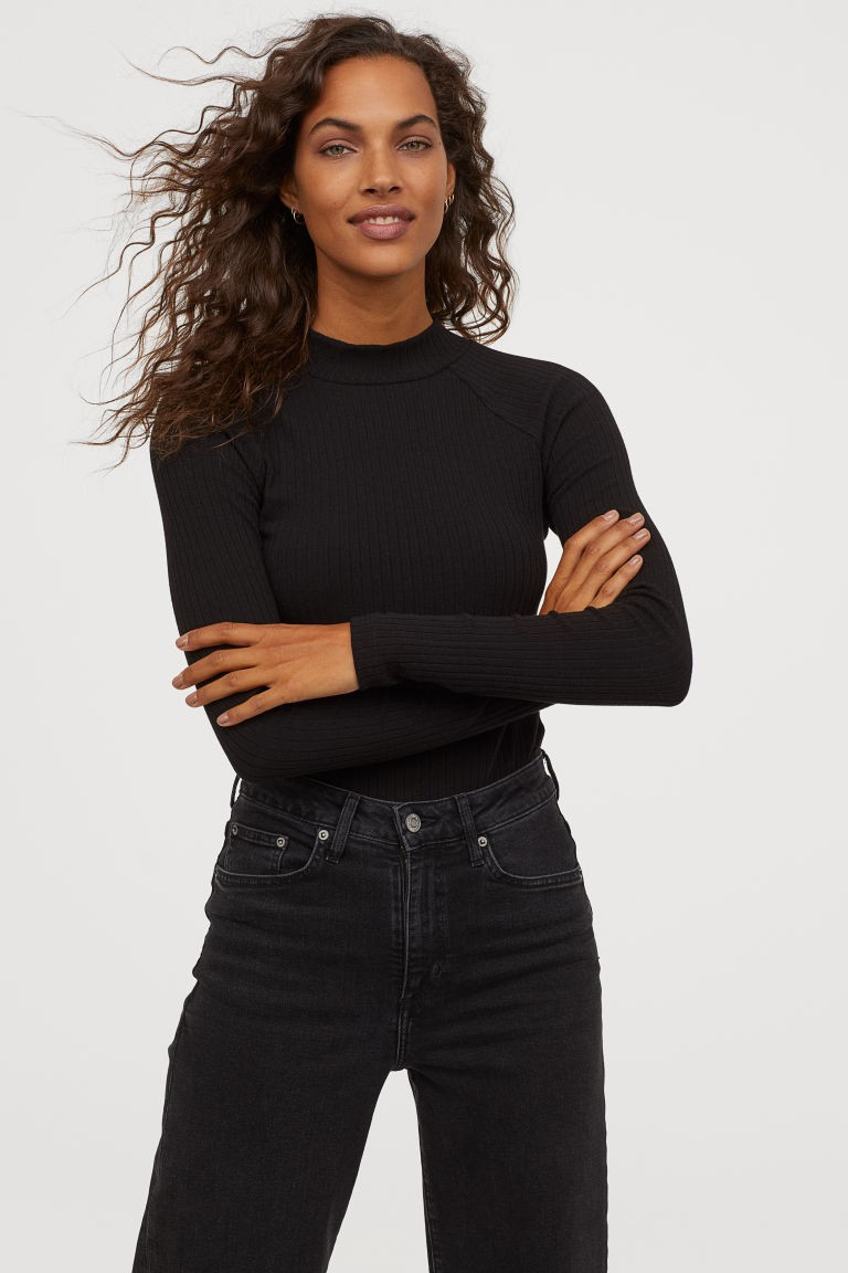 Ribbed Bodysuit - Black - Ladies | H&M US | H&M (US + CA)