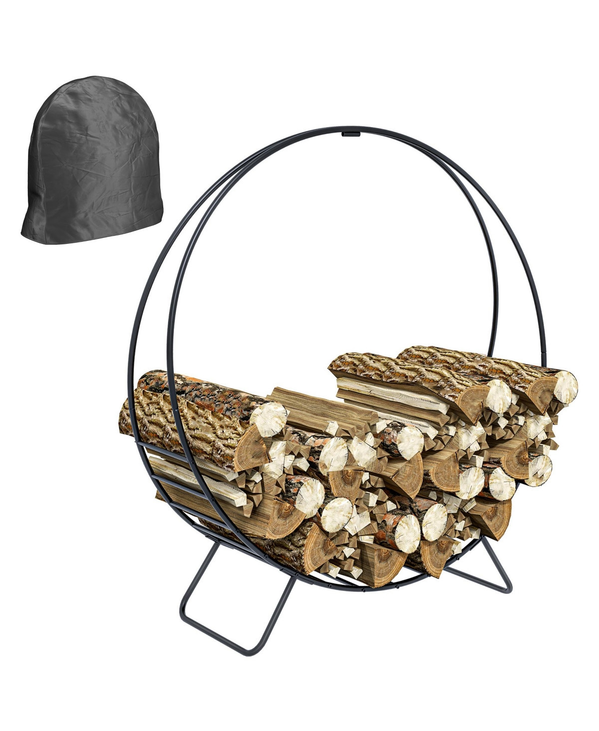 Outsunny 40" Waterproof Firewood Rack with Cover, Outdoor Indoor Log Rack - Black | Macy's