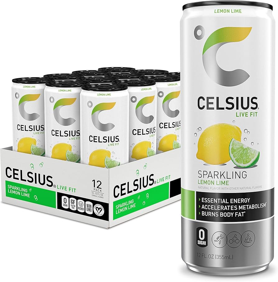 CELSIUS Sparkling Lemon Lime, Functional Essential Energy Drink 12 Fl Oz (Pack of 12) | Amazon (US)