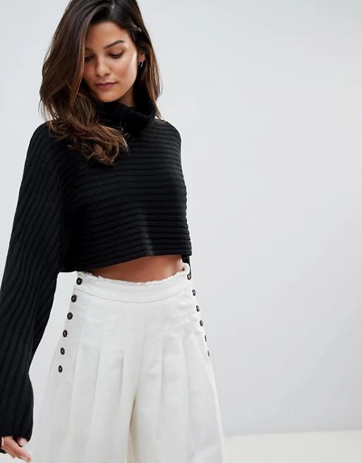 Micha Lounge High Neck Cropped Ribbed Sweater | ASOS US
