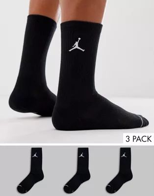Nike Jordan 3 pack crew socks with logo in black | ASOS (Global)