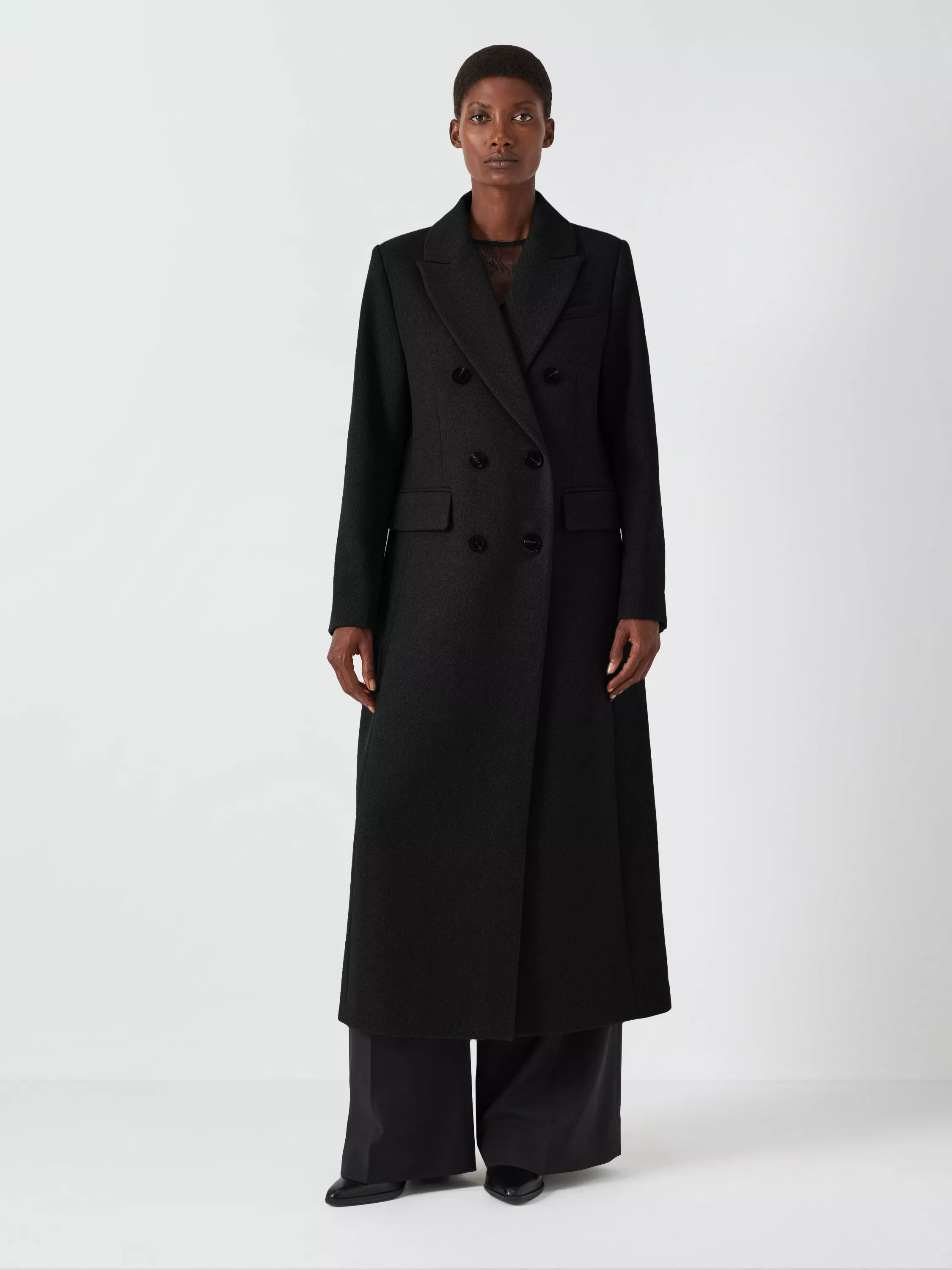 John LewisDouble Breasted Wool Coat, Black/Multi | John Lewis (UK)