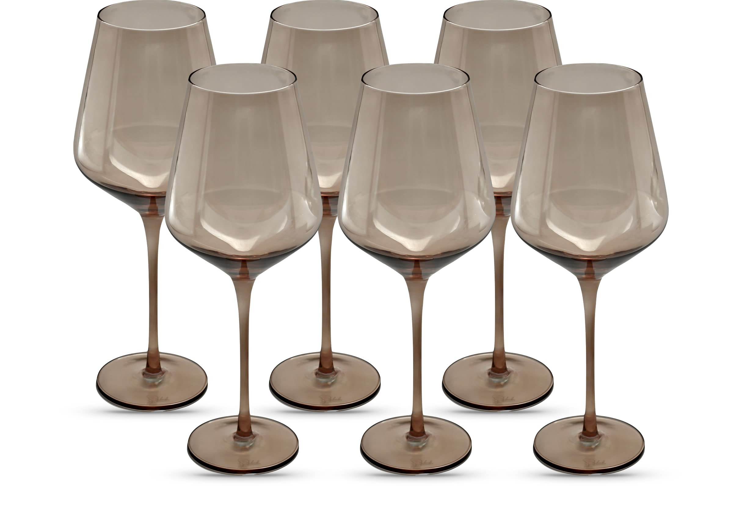 Saludi Original Smokey Sand Wine Glasses, 16.5oz (Set of 6) Stemmed Single Color Smoky Amber Brow... | Amazon (US)