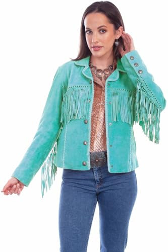 Scully Women's Turquoise Suede Fringe Jacket Turquoise Large | Amazon (US)