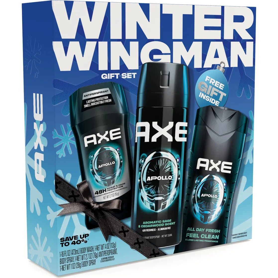 AXE Winter Wingman Apollo Gift Set Body Wash, Deodorant Spray & Antiperspirant Stick, 3 Count | Walmart (US)